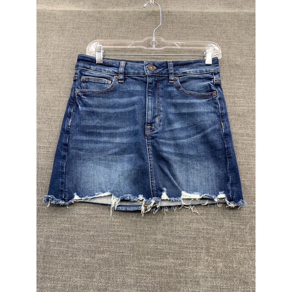 American Eagle Outfitters Mini Skirt Women 6 Blue Denim Cotton Stretch High Rise